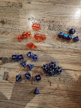 Assorted Polyhedral Dice Sets - Orange, Purple, Blue, Black